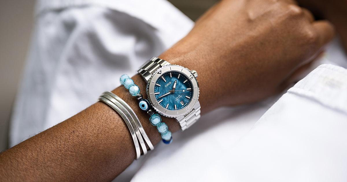 Oris Aquis Date Damen MOP Blue 01 733 7770 4155 - 07 8 18 05P - MANG - LUXURY - 73377704155