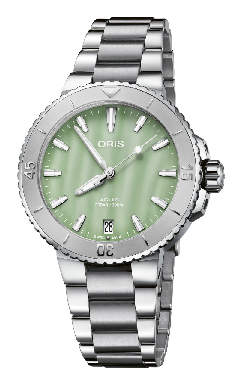 Oris Aquis Date Damen MOP Green 01 733 7770 4157 - 07 8 18 05P - MANG - LUXURY - 73377704157